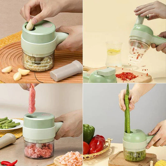 4-in-1 Electric Vegetable Cutter & Meat Grinder